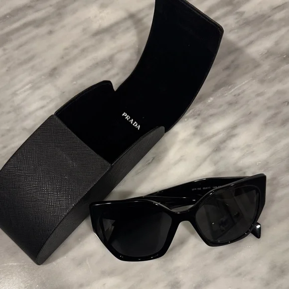 Prada Glossy Black Cat-Eye Sunglasses - Picture 1 of 15